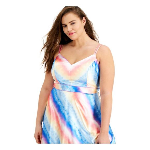 CITY STUDIO Womens Spaghetti Strap Full-Length Fit + Flare Dress - Picture 3 of 4